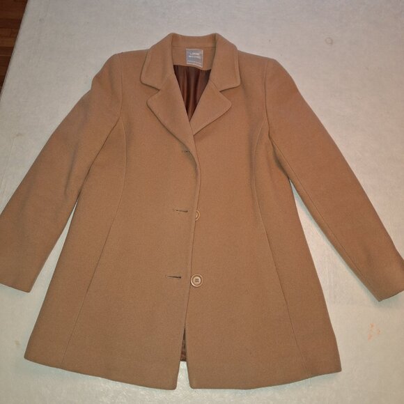 Ladies Beige 3-Button Lined Wool & Cashmere Car Coat - Picture 2 of 6
